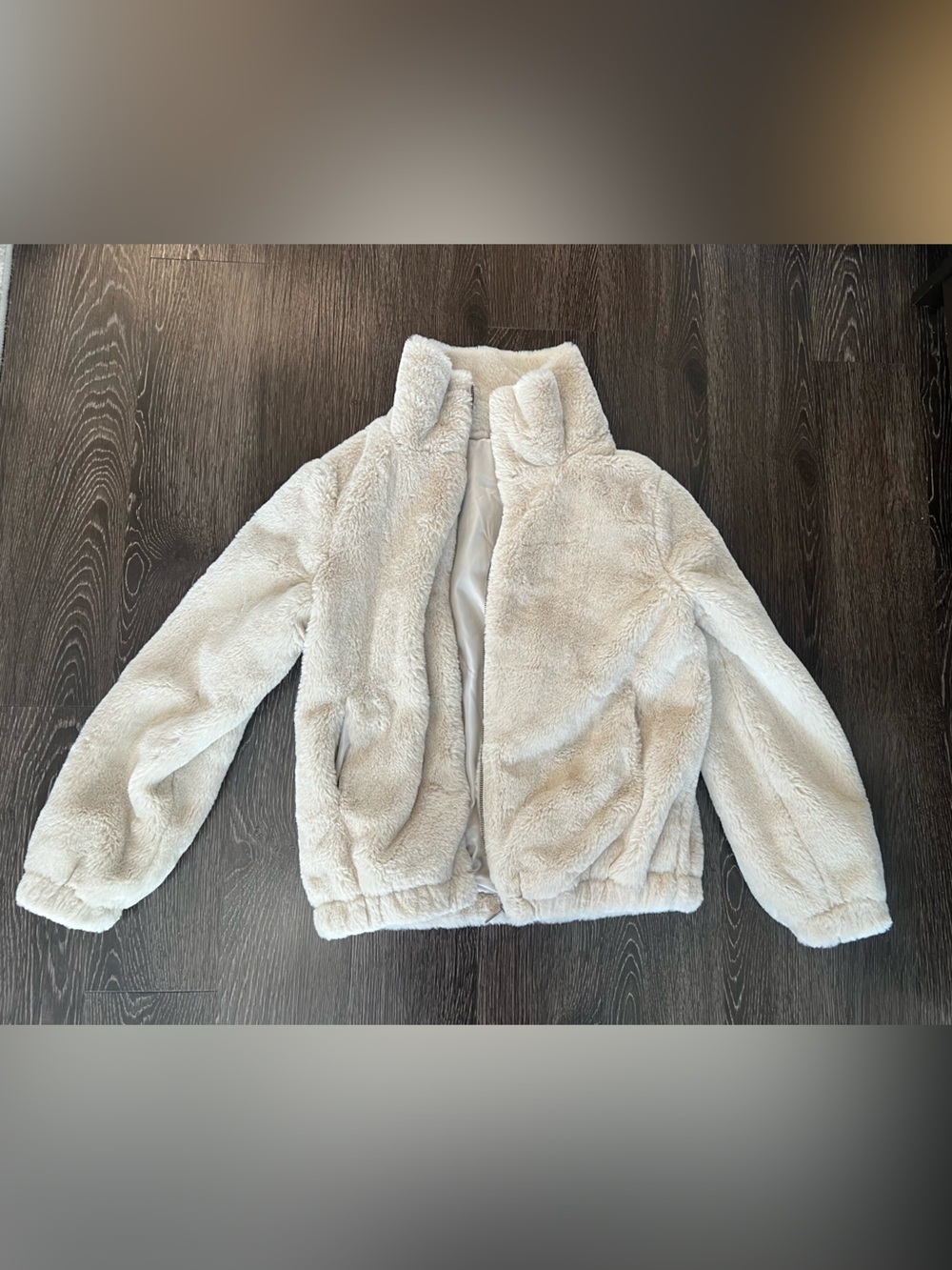 Cozy Plush Faux Fur Zip Jacket - Ivory